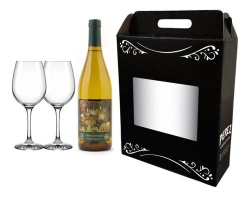 Kit Vino Animal Chardonnay 750ml + Copas - Perez Tienda