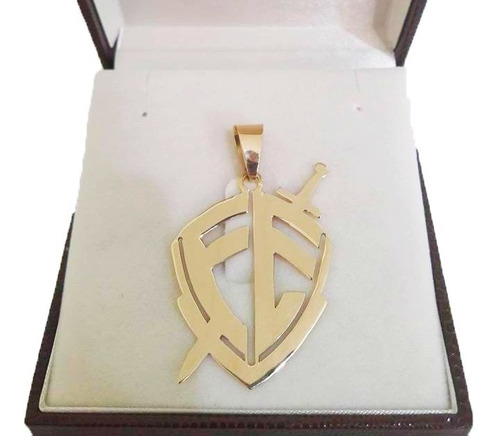 Imagem 4 de 4 de Pingente Escudo Da Fé 9 Gramas Ouro 18k