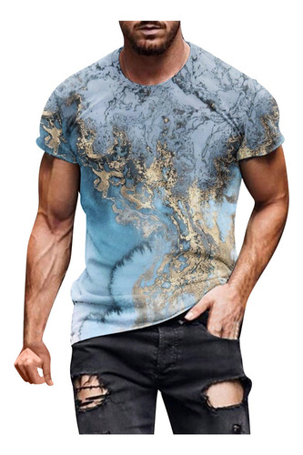 L New Fashion Casual Para Hombre, Camiseta Deportiva Estampa