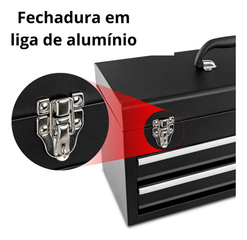 Caixa De Ferramenta Completa Com 80 Peças Com Gaveta Oficina