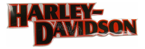 Adesivo Emblema Compatível Harley Davidson 3d 17x5,5 Cms Rs7 Cor Vermmelho E Preto Resinado