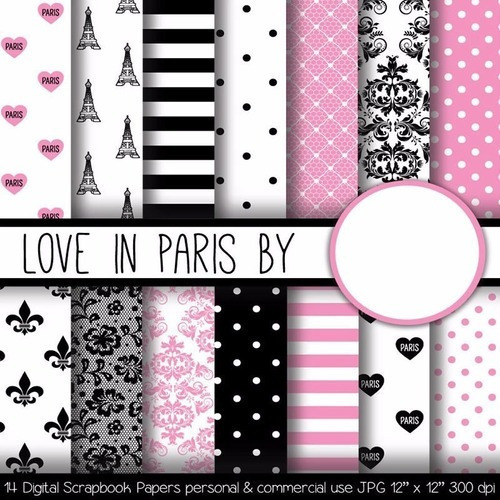 Kit Imprimible  Love In Paris 14   Fondos