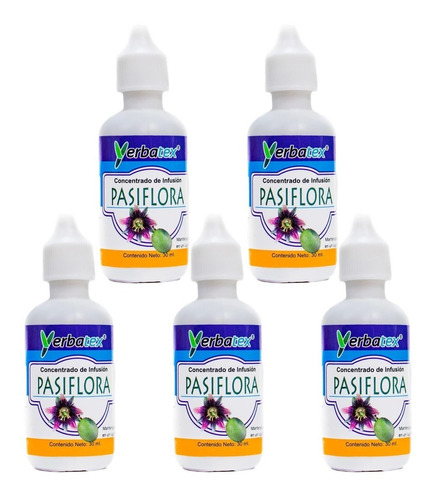 5 Extractos De Hierba Pasiflora En Gotas 30 Ml C/u