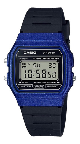 Relógio Feminino Casio Digital F-91wm-2adf-br - Azul/preto