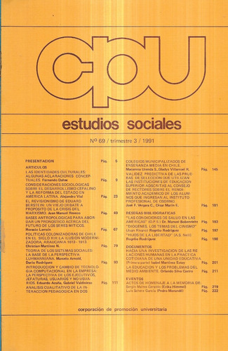 C P U Estudios Sociales N° 69 / Trimestre 3 / 1991