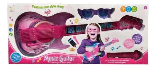 Microfono Karaoke Con Guitarra Mp3 Luces Para Niños 