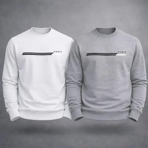 Kit 2 Moletons Careca Paris Flanelado Streetwear Premium M Branco + Cinza