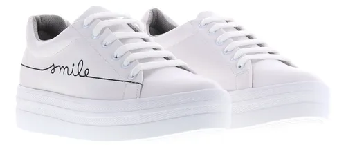 Tenis Casuales De Moda Blancos Mujer Erez