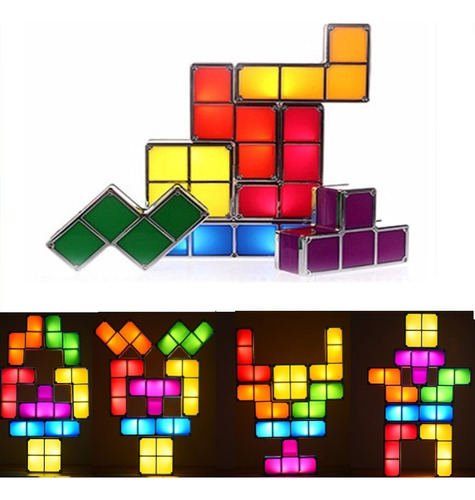 Lámpara De Mesa Led Tetris 7 Colores .