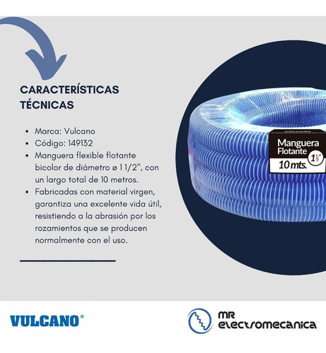 Imagen 5 de 10 de Kit Limpieza Vulcano: Limpiafondo + Manguera 10mt. + Acople