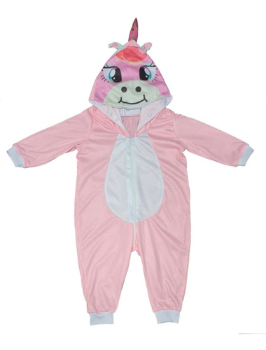 Macacão Bebê E Infantil Pijama Unicornio E Urso Com Capuz