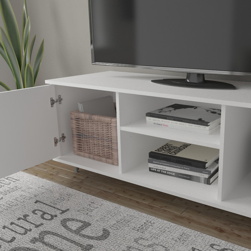 Rack De Tv Centro Estant Blanco C/patas Reg. Ancho: 128cm