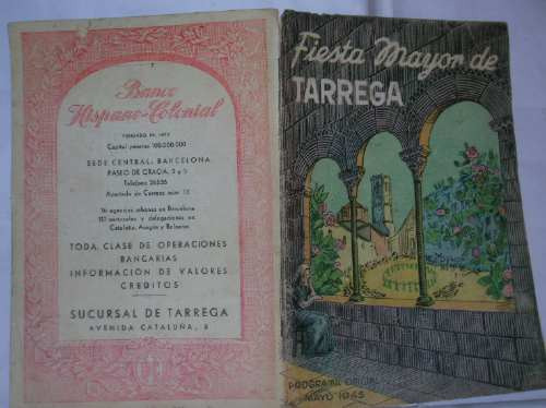 Fiesta Mayor De Tarrega Antiguo Programa Oficial Mayo 1945