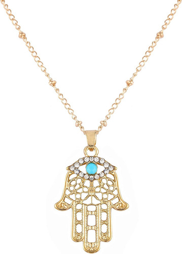 Collar De Aleación Con Colgante De Mano De Fátima Hamsa De M