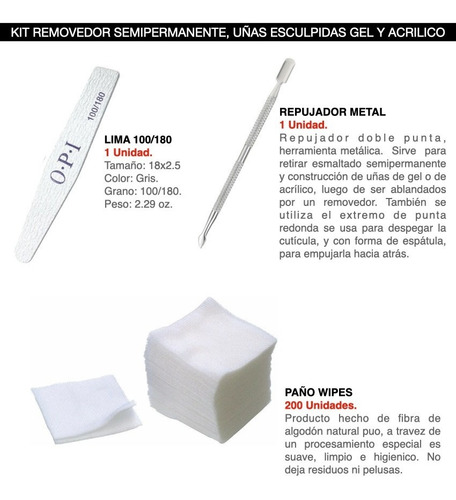 Imagen 3 de 10 de Kit Removedor Uv Esmalte Semipermanentes Broches Wipes Gel