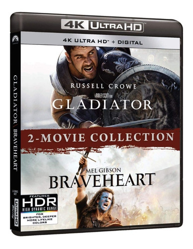 4k Ultra Hd Blu-ray Gladiador + Corazon Valiente / 2 Films