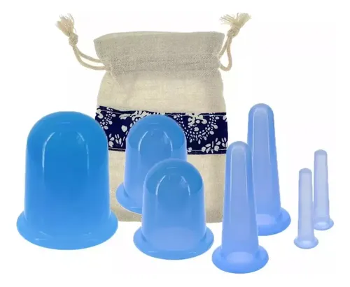 Conjunto com 7 Copos de Silicone para Massagem Facial e Sucç