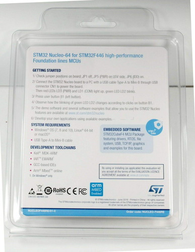 Stmicroelectronics Nucleo-f446re Stm32f446ret6 Mcu Stm32f4 N