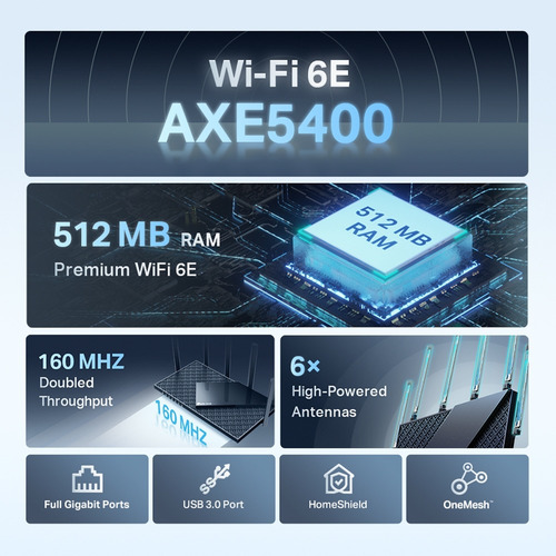 Tp-link Archer Router Wifi6e, Hasta 5400mbps, 5 Puertos Ge