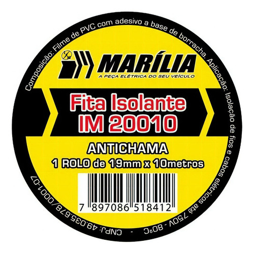 Fita Isolante Antichama 19mm X 10m Kit Com 10 Marilia