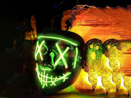 Imagen 4 de 10 de Máscara Luz Led La Purga Halloween The Purge Colores Calidad