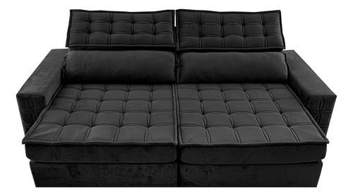 Sofá Retrátil 2,15m Cama Inbox Big Star. Com Softgel d40 Cor Preto