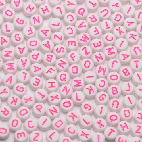 1200pcs 4×7mm Letras De Acrílico Blancas Cuentas Redo...