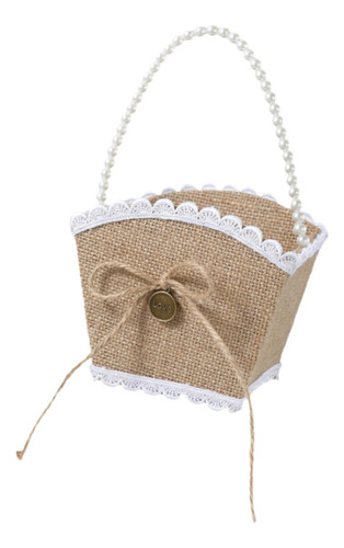 Cesta De Arpillera Para Niña De Con Lazo Rústico Para