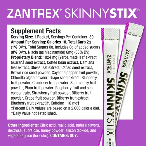 Polvo Energético Zantrex Skinnystix Para Aumentar La Energía