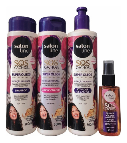 Kit Salon Line Super Oleos Nutritivo. Shampo+ Cachos 