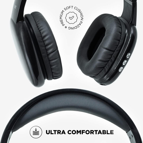 Ijoy Ultra Auriculares Inalámbricos Con Micrófono Recargables Bluetooth 10hrs De Reproducción Ranura Sd negro