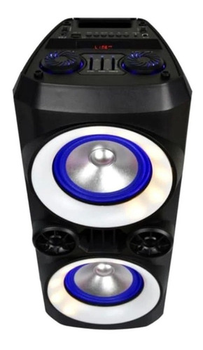 Caixa De Som Mini Torre Neon 300w Bluetooth Aux Usb Fm Sp379 Cor Preto 110V/220V