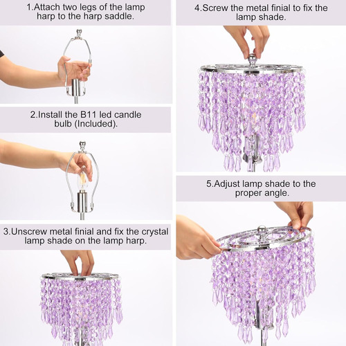 Lámpara De Cristal De La Cama Usb, Lámpara De Noche Táctil D