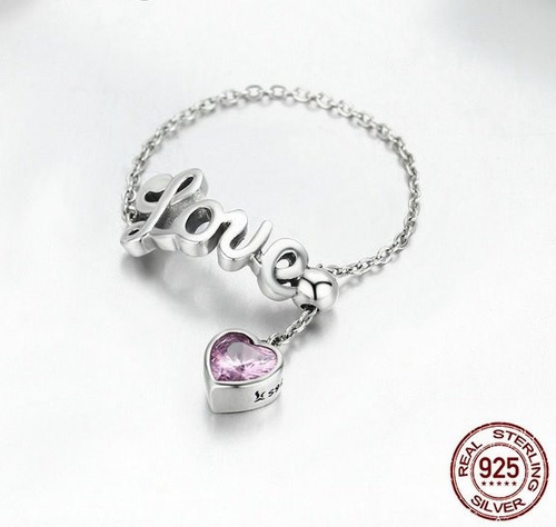 Anillo Para Mujer Ajustable Love Corazon En Plata 925