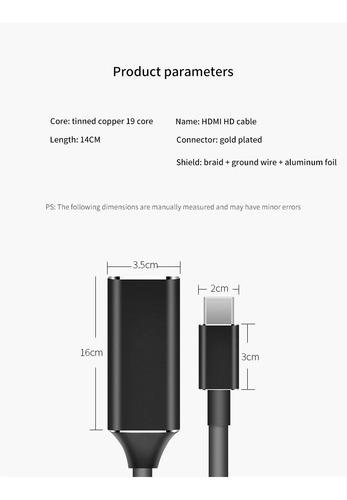 Imagen 2 de 9 de Adaptador Usb Tipo C Hdmi Para Cromebook Macbook Surface 4k
