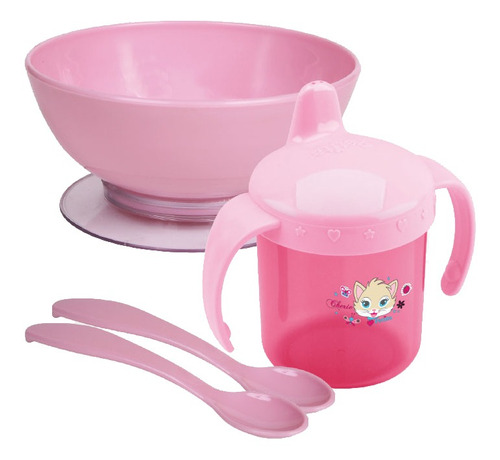 Kit Refeição Cherie Rosa Gatinha Petita 7720