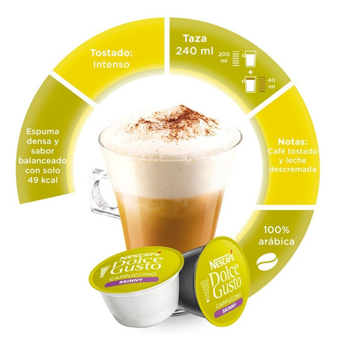 Imagen 2 de 5 de Dolce Gusto Capsulas Cafe Cappuccino Skinny X3 Cajas