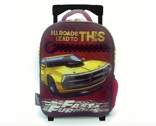 Mochila Carro Rapido Y Furioso 12 Pulgadas Cresko Rf016 Color Rojo