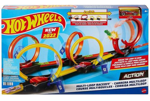 Pista Hot Wheels Action Multi Loop Race-off Mattel Hdr83 Cor Laranja, Vermelho , Amarelo