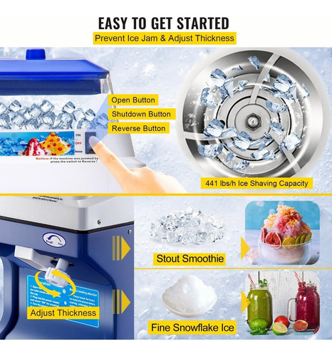 Vevor Trituradora De Hielo Eléctrica Automática 300w Color Azul