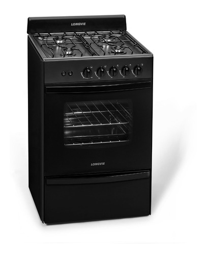 Cocina A Gas Longvie 12331g Grafito 4 Hornallas De 56 Cm