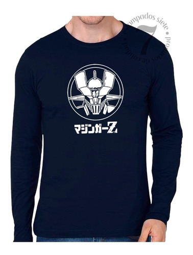 Polera Manga Larga Hombre Anime Mazinger Z Letras Japonesas