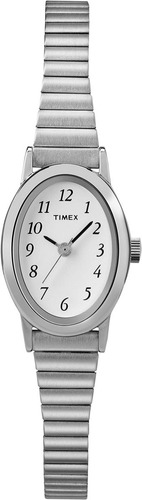 Reloj Mujer Timex Cristal Mineral 18 Mm T219029j Color de la correa Plateado Color del bisel Plateado Color del fondo Blanco
