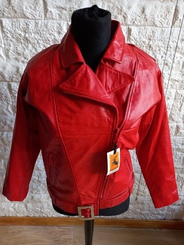  Campera Rockera Roja Talle S De Cuero De Vaca Para Damas