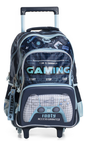 Mochila Footy Level Up Con Luces Kids Niños Colegial Azul