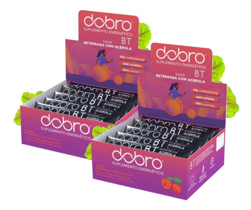 2x Bt Gel Repositor Energético Dobro Acerola 10 Unidades 30g Sabor Beterraba Com Acerola