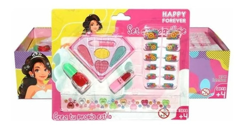 Set De Maquillaje Para Niñas Incluye Uñas Y Gemas Faciales