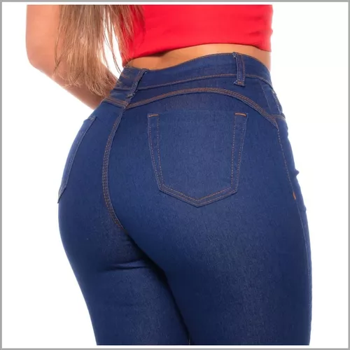 Calça Jeans Feminina Cintura Alta Tradicional Azul Atacado