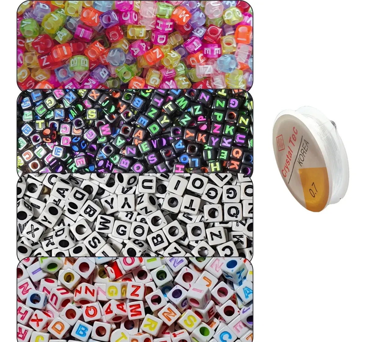 Miçanga Letras Com Alfabeto 4 Pct 7mm 1000 Pcs Quad E Redond