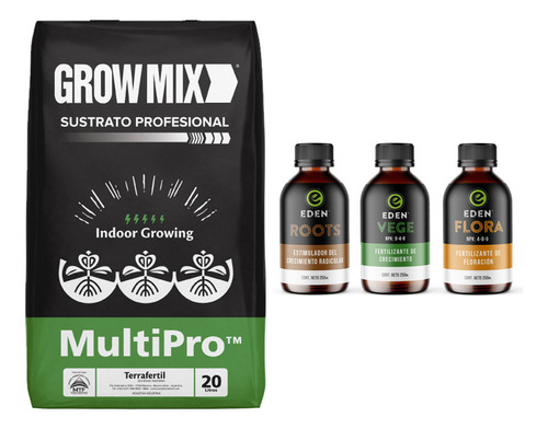 Sustrato Growmix Multipro 20lts Eden Roots Vege Flora 250cc